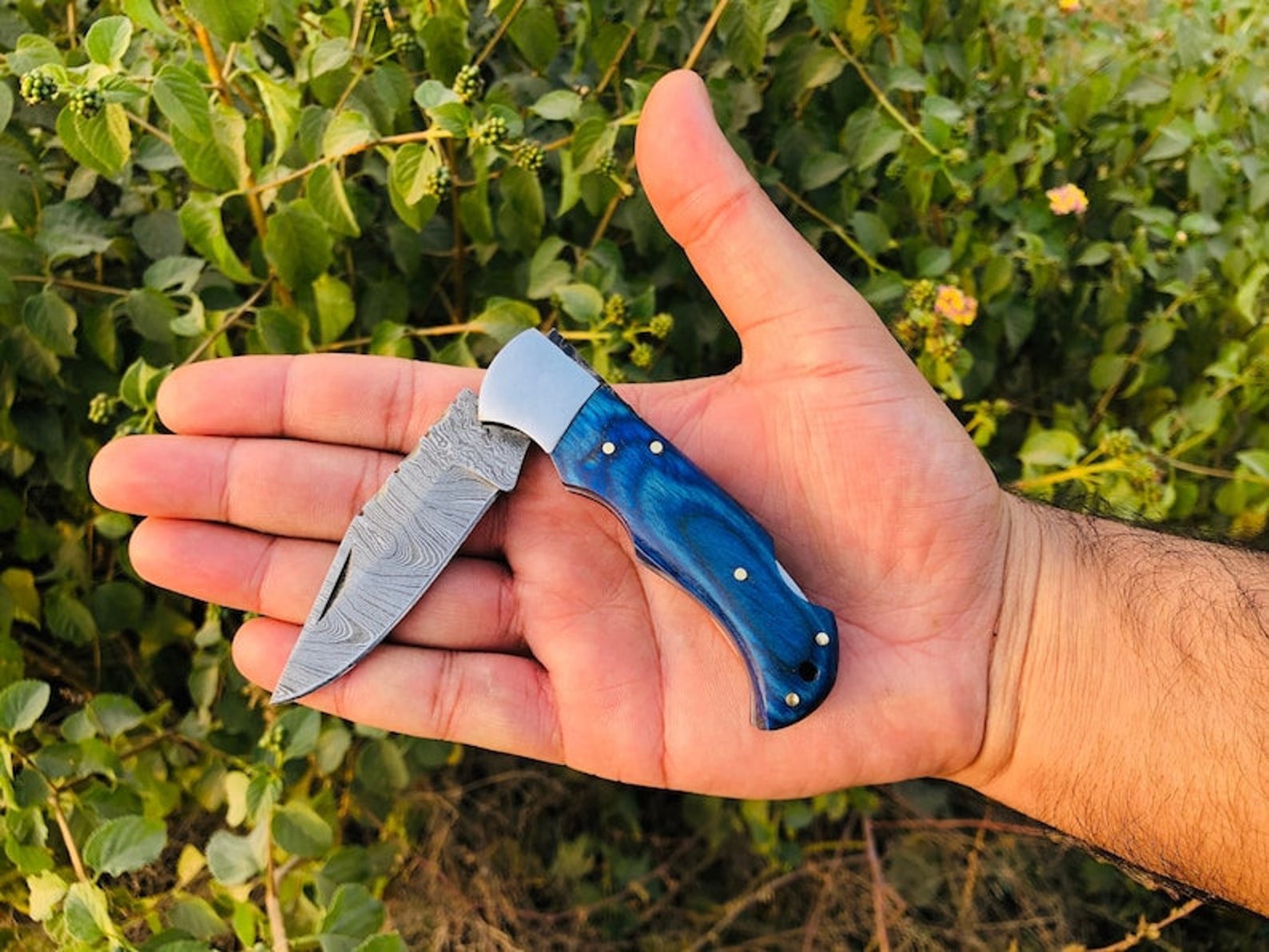 Handmade Damascus Pocket Knife Folding Knife For Men Gift For Father Camping Knife Pocket Knife For Women Gift For Fiancé Gift for Wife
