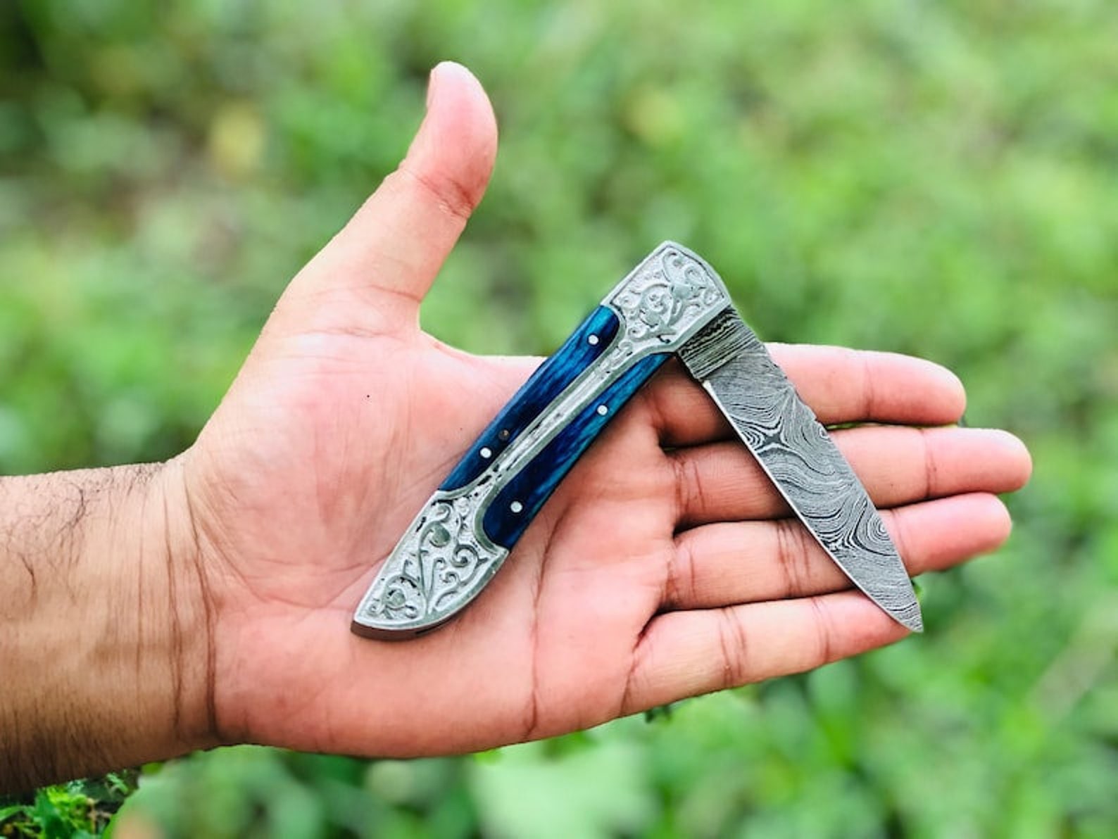 Handmade Damascus Pocket Knife Folding Knife For Men Gift For Father Camping Knife Pocket Knife For Women Gift For Fiancé Gift for Wife