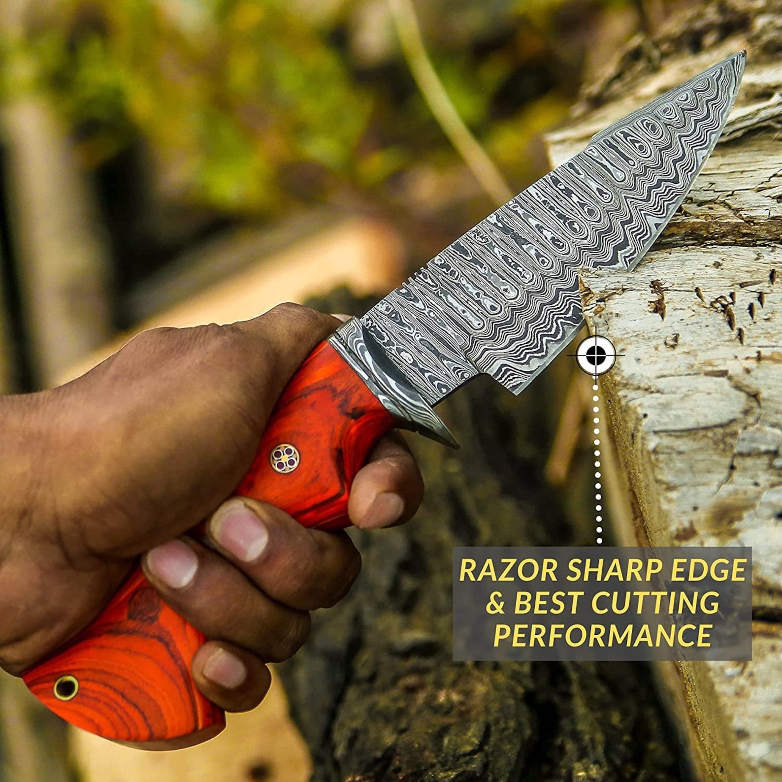 Personalized Damascus knife Gift Forged DAMASCUS Steel Hunting Knife With hard wood Handle, Gift for him, Outdoor Knife gift