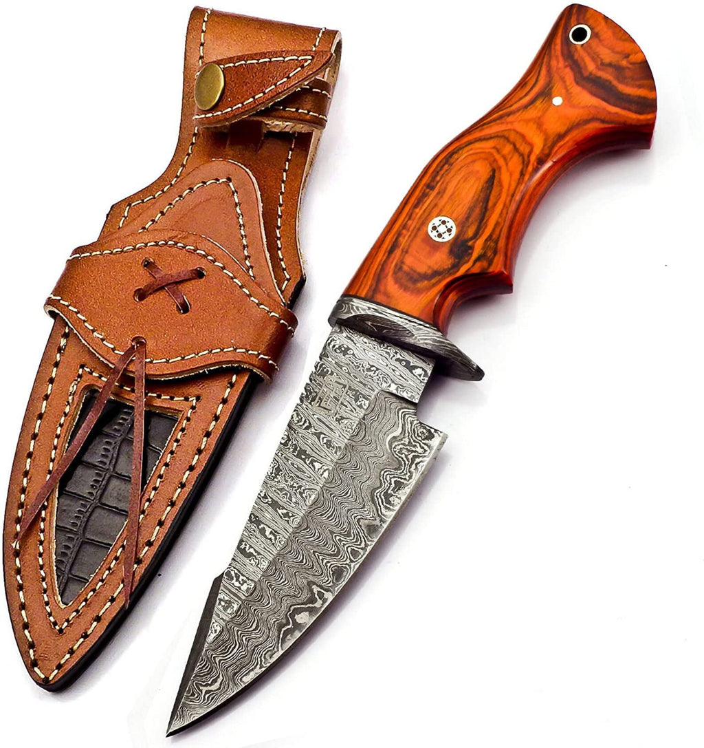 Personalized Damascus knife Gift Forged DAMASCUS Steel Hunting Knife With hard wood Handle, Gift for him, Outdoor Knife gift