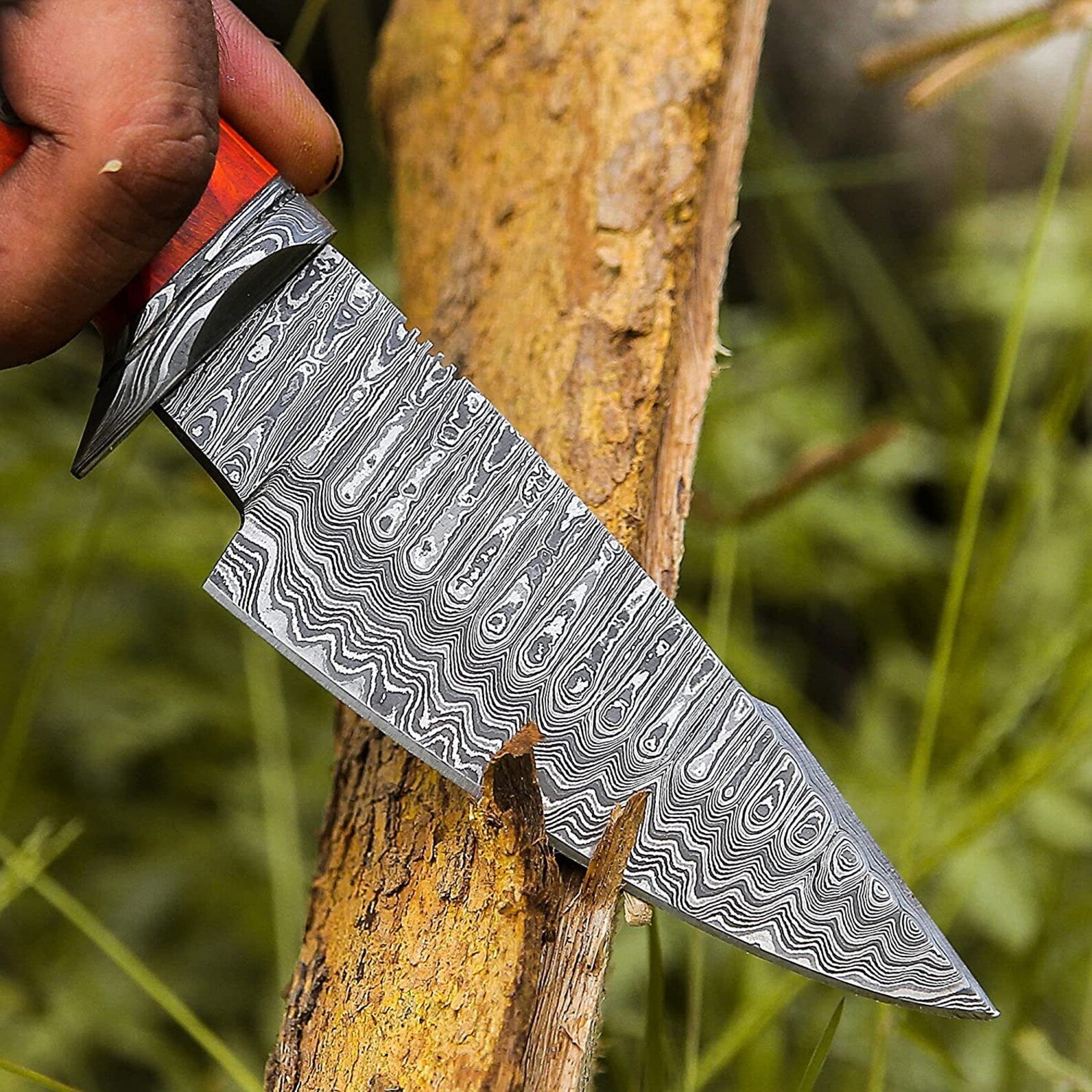 Personalized Damascus knife Gift Forged DAMASCUS Steel Hunting Knife With hard wood Handle, Gift for him, Outdoor Knife gift
