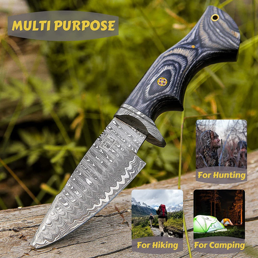 Personalized Damascus knife Gift Forged DAMASCUS Steel Hunting Knife With hard wood Handle, Gift for him, Outdoor Knife gift (Copy)