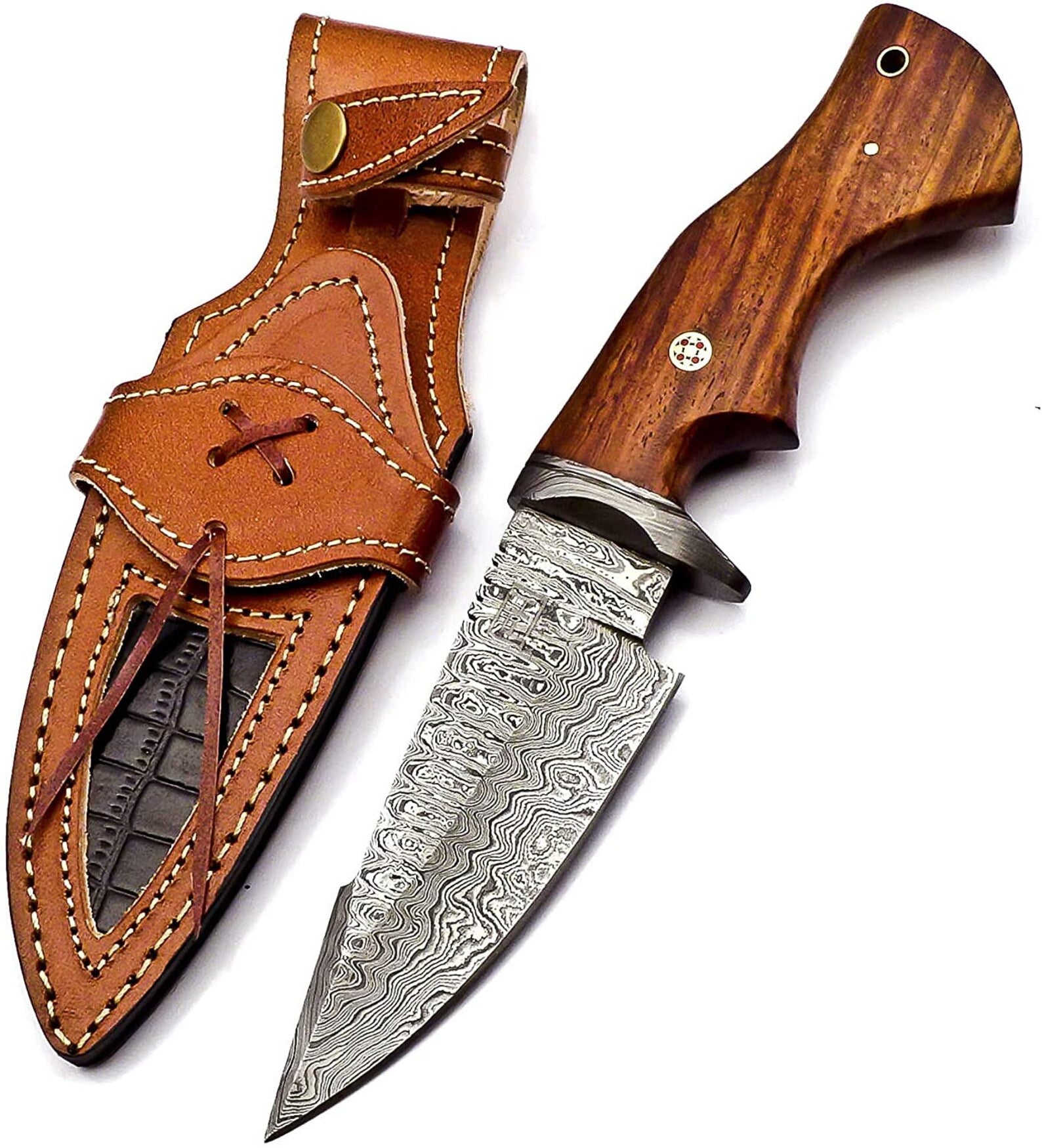Personalized Damascus knife Gift Forged DAMASCUS Steel Hunting Knife With hard wood Handle, Gift for him, Outdoor Knife gift