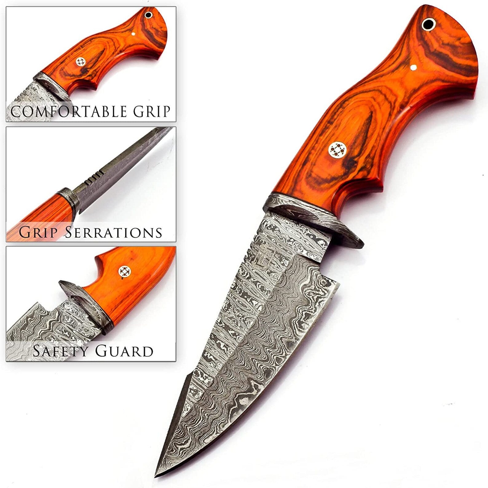 Personalized Damascus knife Gift Forged DAMASCUS Steel Hunting Knife With hard wood Handle, Gift for him, Outdoor Knife gift