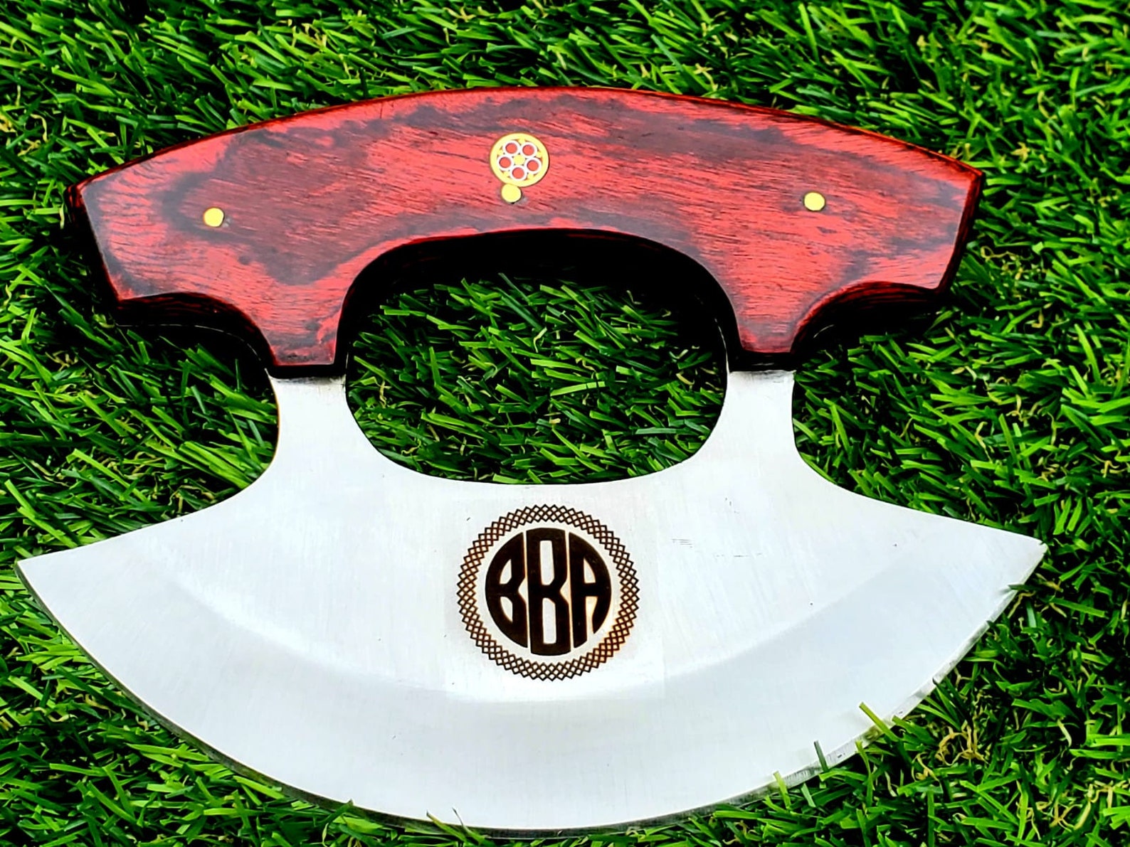 Personalized D2 Chef Kitchen Ulu Knife Chef Knife Heavy Duty D2 Handle Rose Wood with beautiful Leather Sheeth