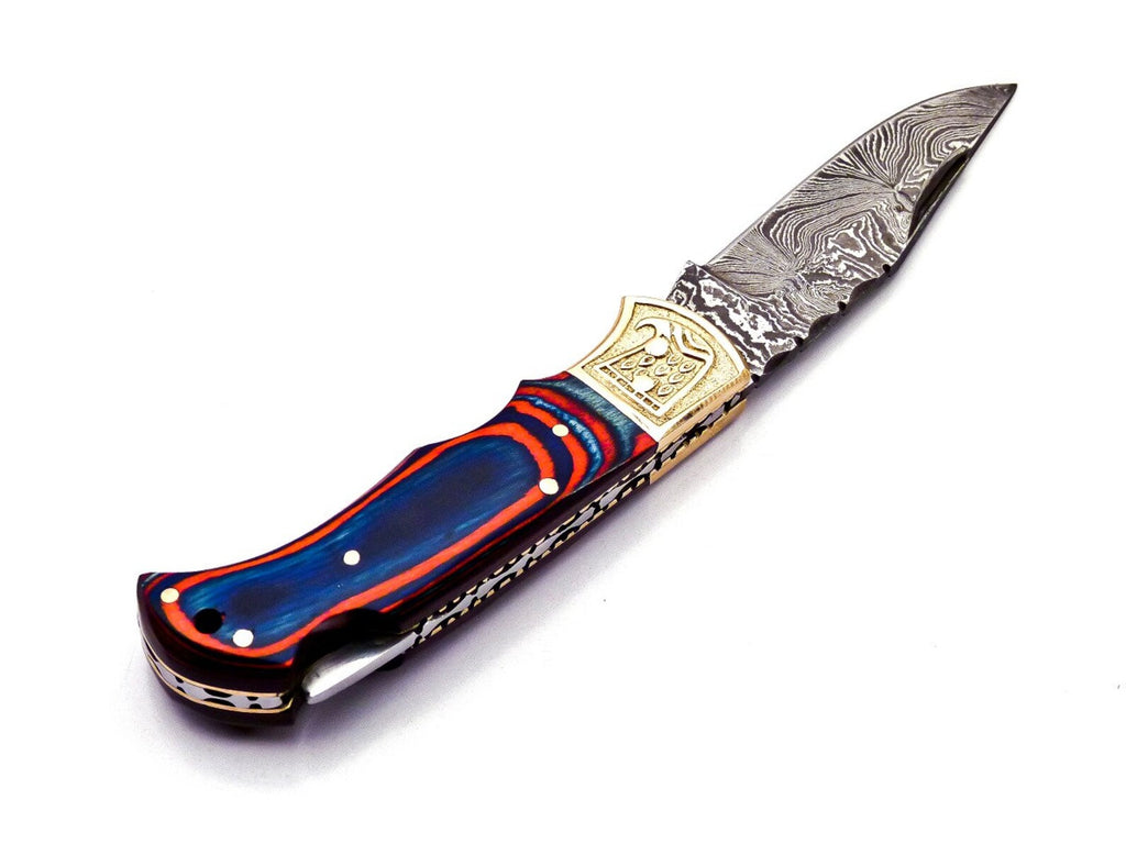Handmade Damascus Pocket Knife Folding Knife For Men Gift For Father Camping Knife Pocket Knife For Women Gift For Fiancé Gift for Wife