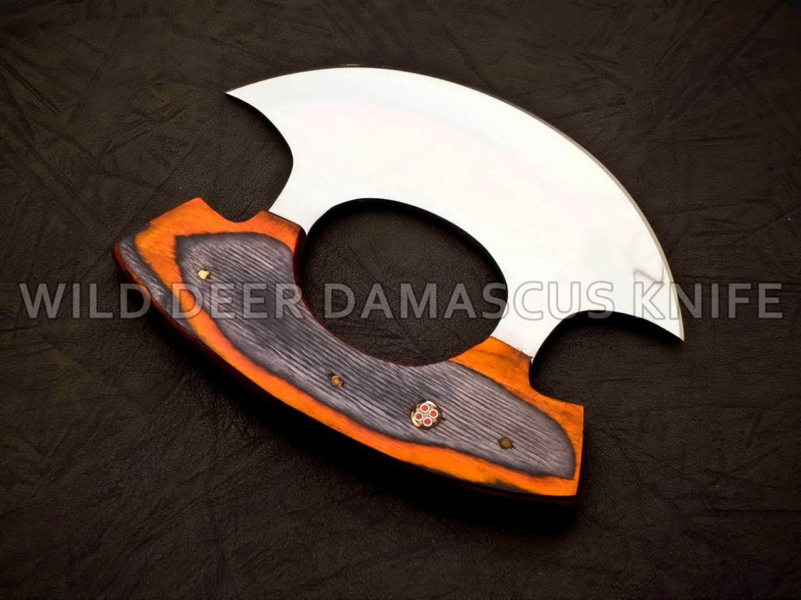 Personalized D2 Chef Kitchen Ulu Knife Chef Knife Heavy Duty D2 Handle Rose Wood with beautiful Leather Sheeth