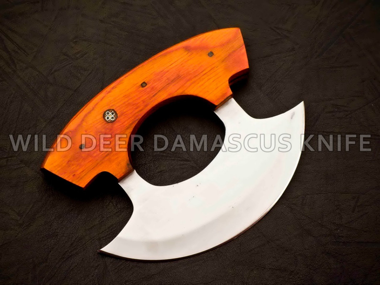 Personalized D2 Chef Kitchen Ulu Knife Chef Knife Heavy Duty D2 Handle Rose Wood with beautiful Leather Sheeth