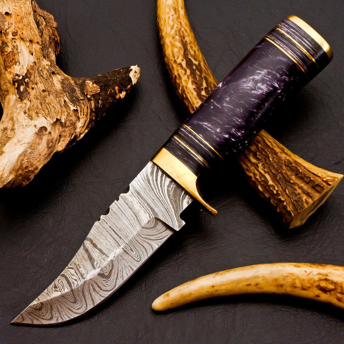 Personalized Damascus knife Gift Forged DAMASCUS Steel Hunting Knife With hard wood Handle, Gift for him, Outdoor Knife gift