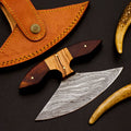 Personalized Damascus Chef Kitchen Ulu Knife Chef Knife Heavy Duty Damascus Handle Koa Wood Gift for Her/him with Leather Sheath