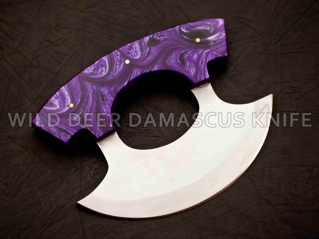 Personalized D2 Chef Kitchen Ulu Knife Chef Knife Heavy Duty D2 Handle Rose Wood with beautiful Leather Sheeth