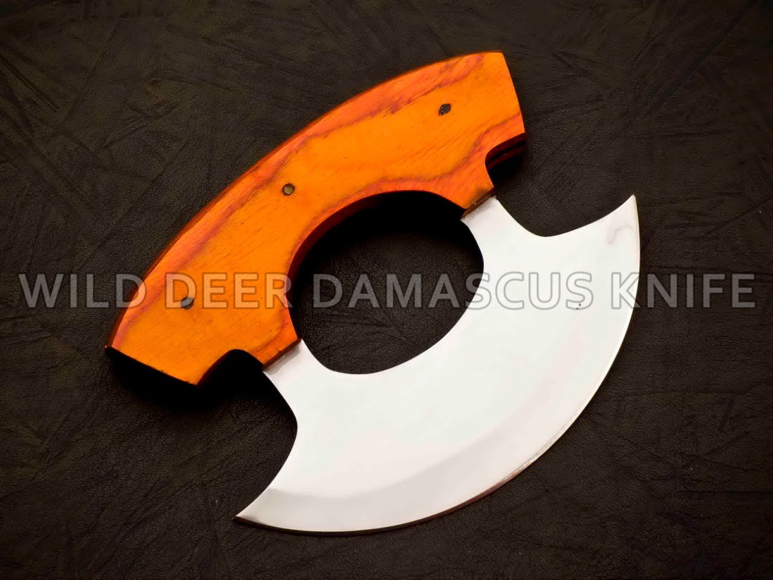 Personalized D2 Chef Kitchen Ulu Knife Chef Knife Heavy Duty D2 Handle Rose Wood with beautiful Leather Sheeth