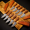 Personalized Set for Groomsmen Damascus Steel Hunting knife Handle Tali Wood