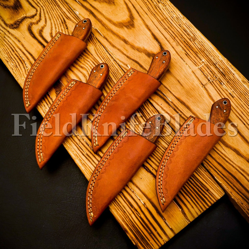 Personalized Set for Groomsmen Damascus Steel Hunting knife Handle Tali Wood