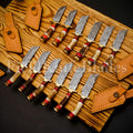 Personalized Set of Groomsmen Damascus Hunting Tanto knife Handle Deer Antler
