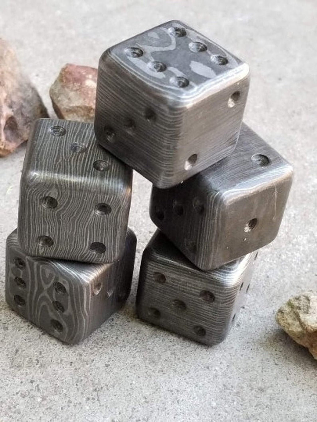 20MM Damascus Steel Dice, 28.85 Dollar per Die - Forged Steel / Damascus Steel / Six Sided Iron / Game Dice / Larp / Gamer Gift