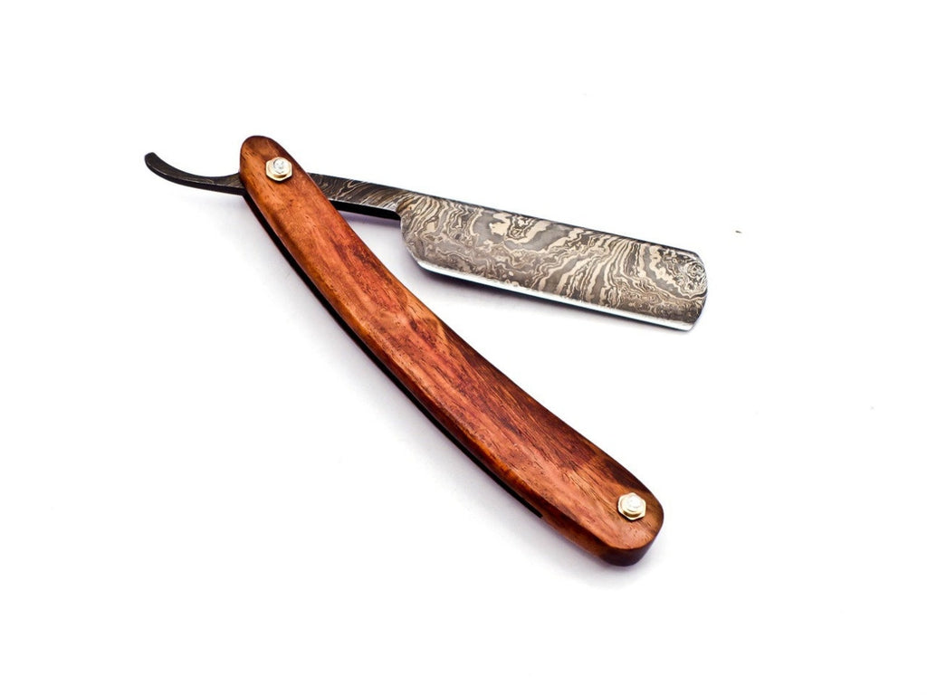Personalized Damascus Folding Pocket Custom Blade Straight Razor very sharp with leather sheath