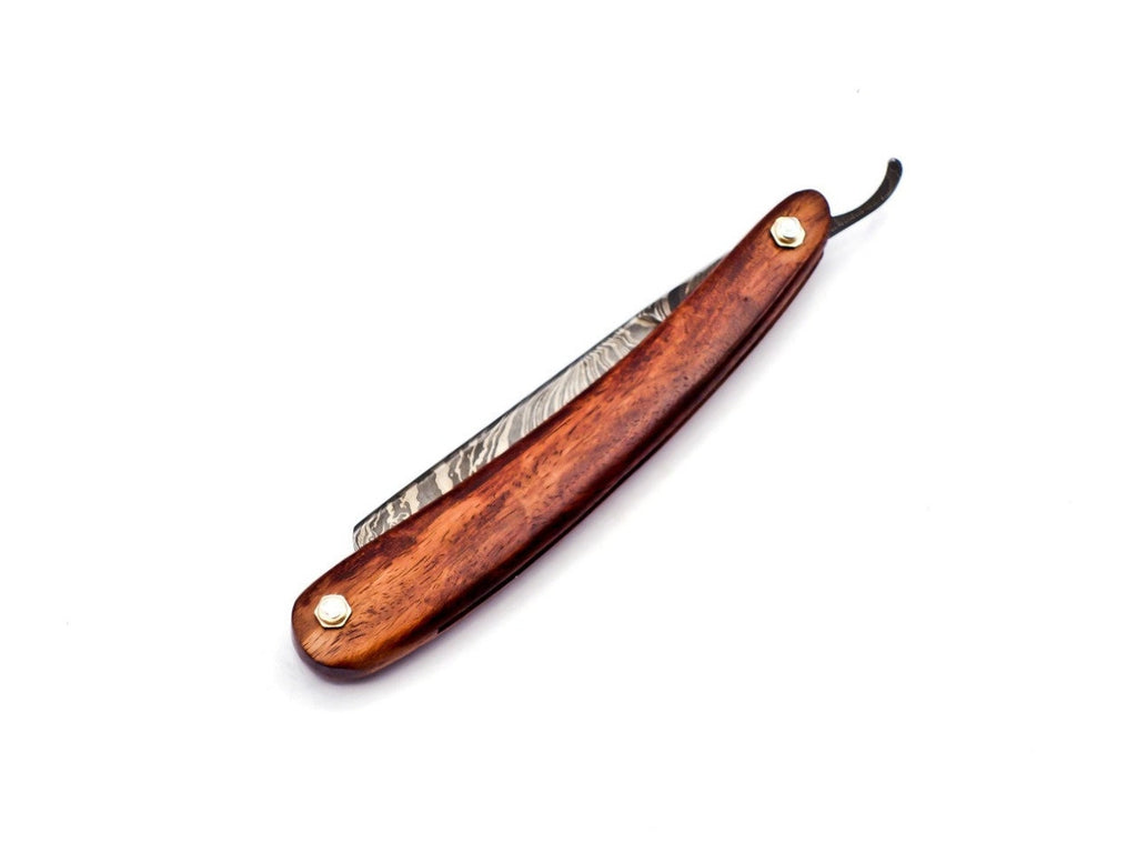 Personalized Damascus Folding Pocket Custom Blade Straight Razor very sharp with leather sheath