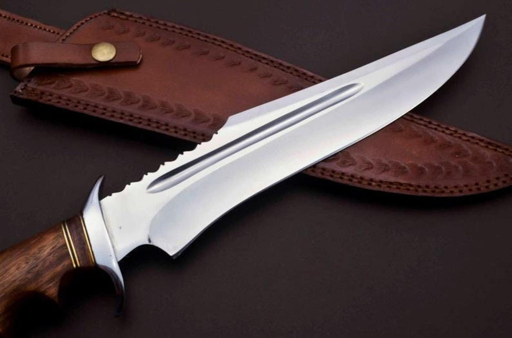 Personalized D2 Custom Steel Hunting Bowie Knife Fixed Blade, Gift for him, Father's day gift with Leather sheath