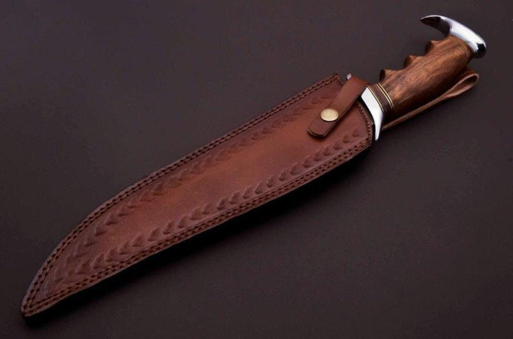 Personalized D2 Custom Steel Hunting Bowie Knife Fixed Blade, Gift for him, Father's day gift with Leather sheath