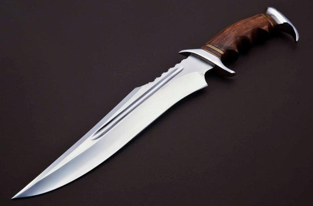 Personalized D2 Custom Steel Hunting Bowie Knife Fixed Blade, Gift for him, Father's day gift with Leather sheath