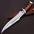 Personalized D2 Custom Steel Hunting Bowie Knife Fixed Blade, Gift for him, Father's day gift with Leather sheath