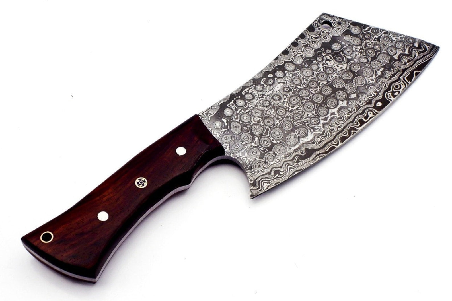 Personalized Damascus Steel Cleaver Chopper Chef Kitchen Knife Heavy Duty Damascus Handle Walnut Wood with Leather Sheath