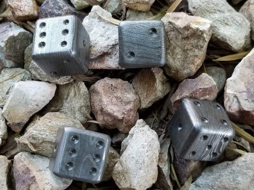 1'' Damascus Dice 33 Dollar per Die, Forged Steel / Damascus Steel / Reenactment Gift / Six Sided Iron / Game Dice / Larp / Gamer Gift