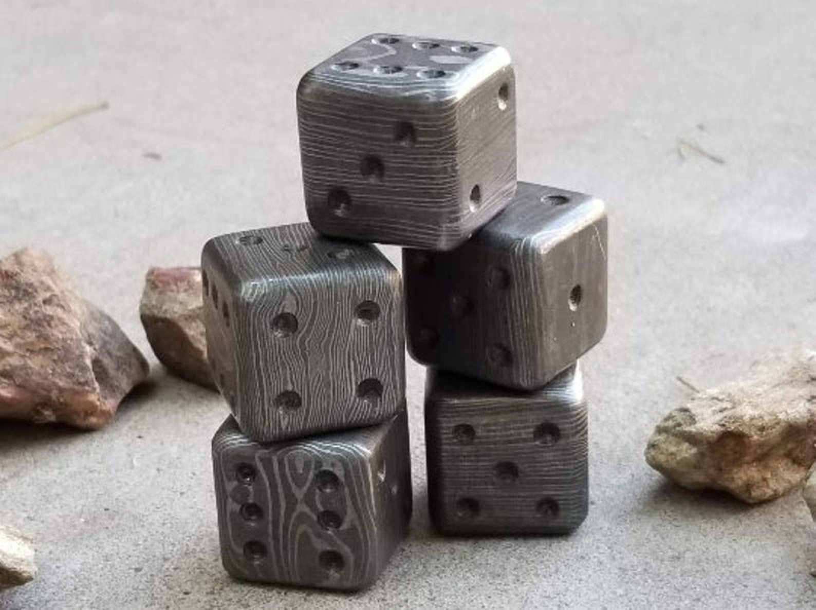 20MM Damascus Steel Dice, 28.85 Dollar per Die - Forged Steel / Damascus Steel / Six Sided Iron / Game Dice / Larp / Gamer Gift