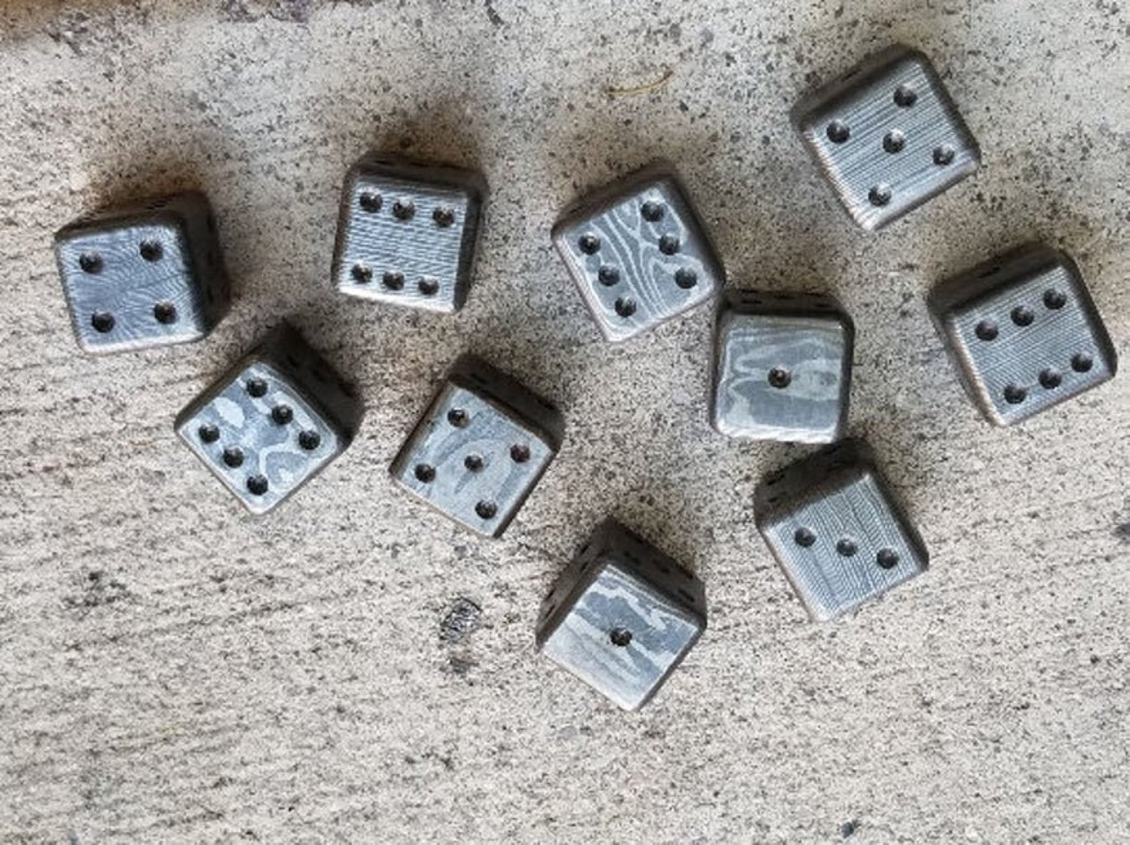 20MM Damascus Steel Dice, 28.85 Dollar per Die - Forged Steel / Damascus Steel / Six Sided Iron / Game Dice / Larp / Gamer Gift