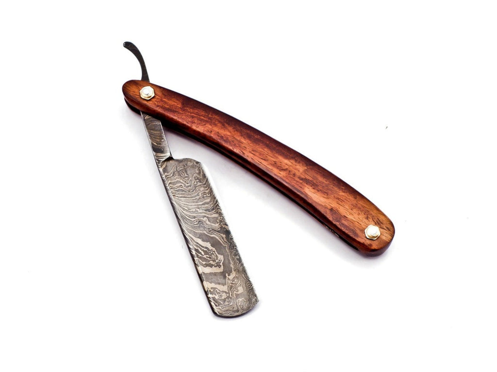 Personalized Damascus Folding Pocket Custom Blade Straight Razor very sharp with leather sheath