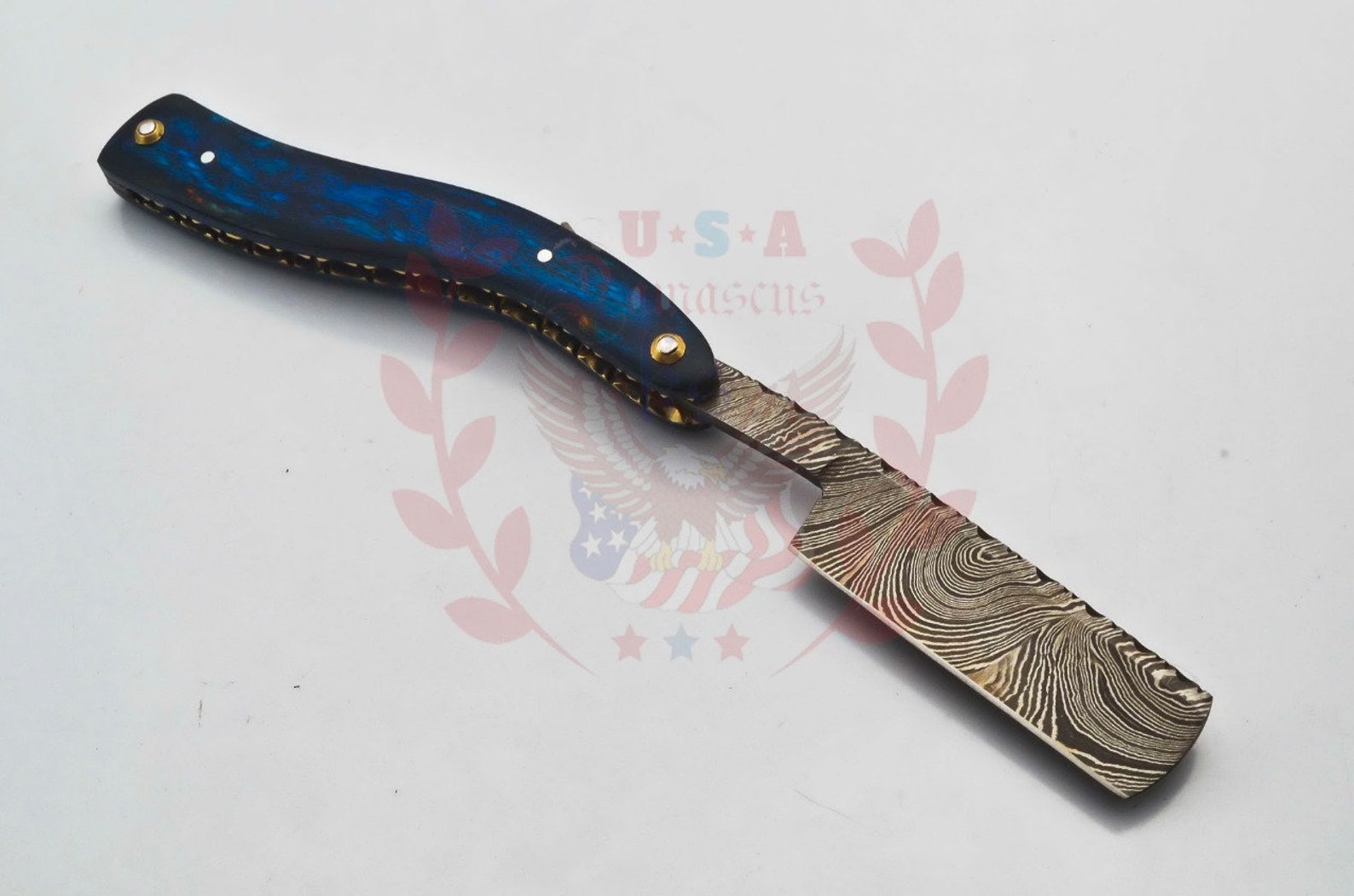 Personalized Damascus Folding Pocket Custom Blade Straight Razor very sharp with leather sheath