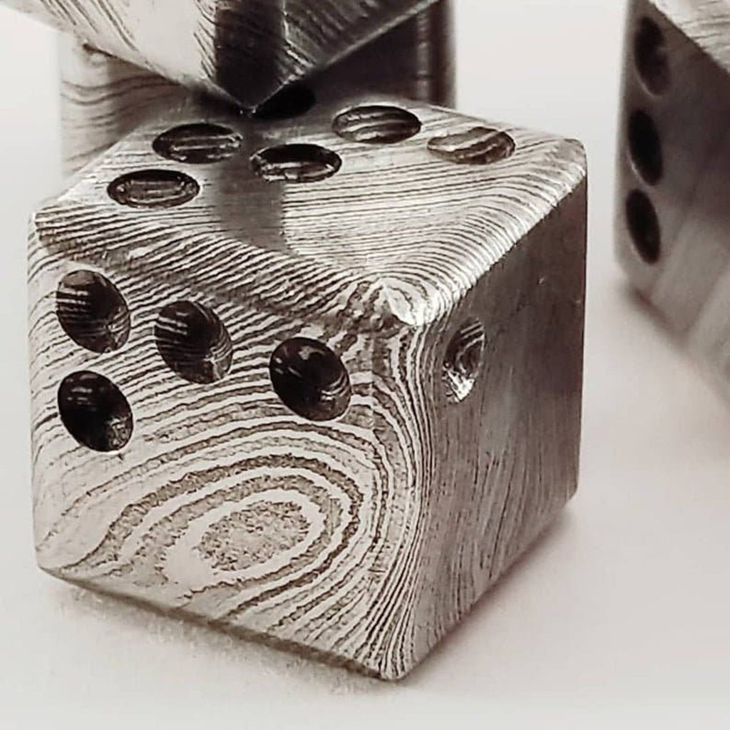 20MM Damascus Steel Dice, 25.85 Dollar per Die / Hand Forged Steel / Damascus Steel / Six Sided Iron / Game Dice / Larp / Gamer Gift