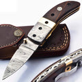 Damascus Folding Pocket knife Karambit Knife Hunting knife Handle Brass Steel Folding With Leather Sheath
