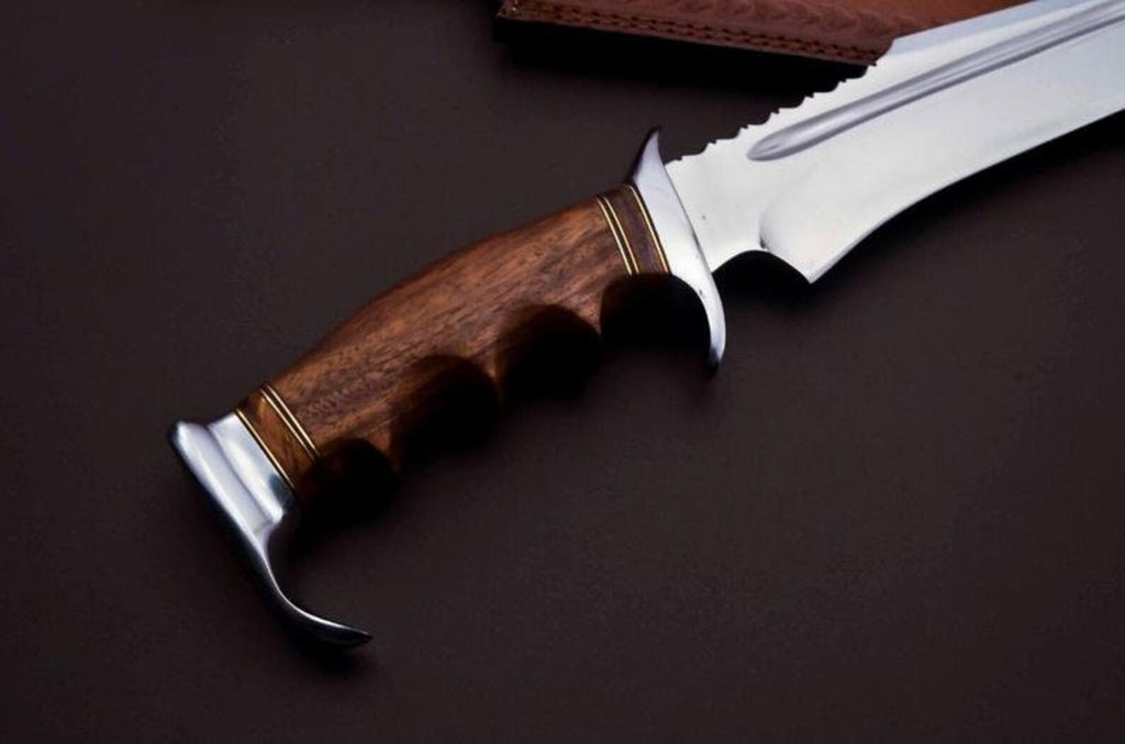 Personalized D2 Custom Steel Hunting Bowie Knife Fixed Blade, Gift for him, Father's day gift with Leather sheath