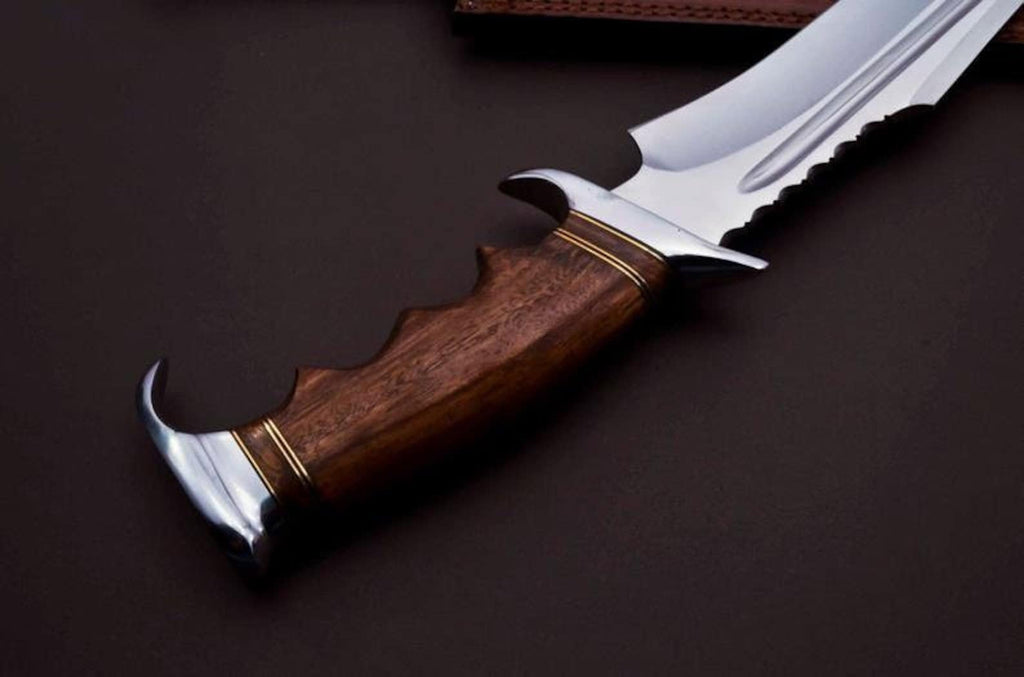 Personalized D2 Custom Steel Hunting Bowie Knife Fixed Blade, Gift for him, Father's day gift with Leather sheath