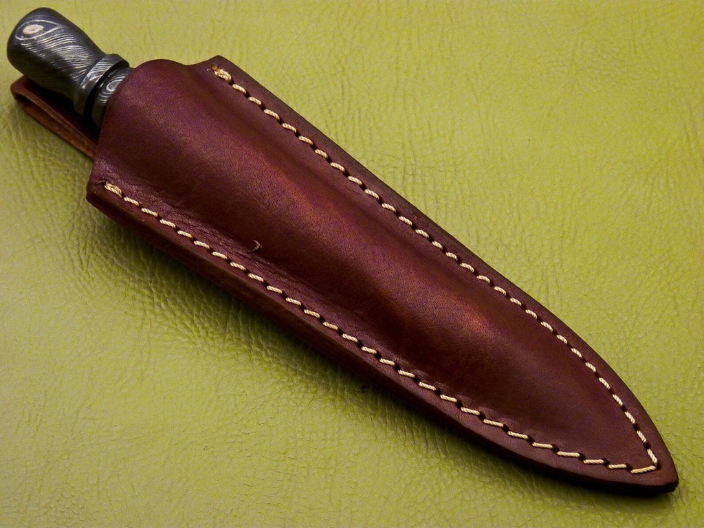 Personalized 6.5 inch Custom Forged Hunter Damascus Steel Tri Dagger Hand Forged Twisted Pattern Kris Dagger W Leather Cover