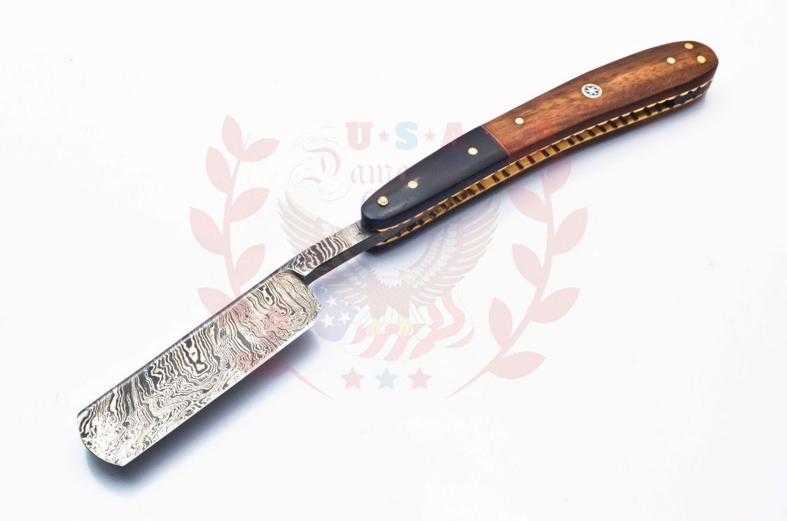 Personalized Damascus Folding Pocket Custom Blade Straight Razor very sharp with leather sheath