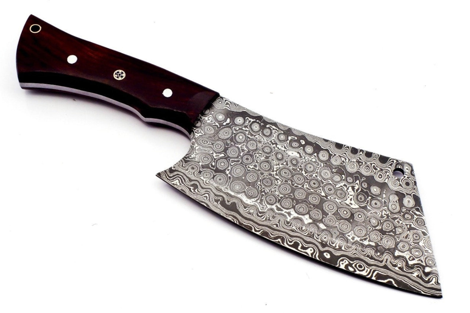Personalized Damascus Steel Cleaver Chopper Chef Kitchen Knife Heavy Duty Damascus Handle Walnut Wood with Leather Sheath