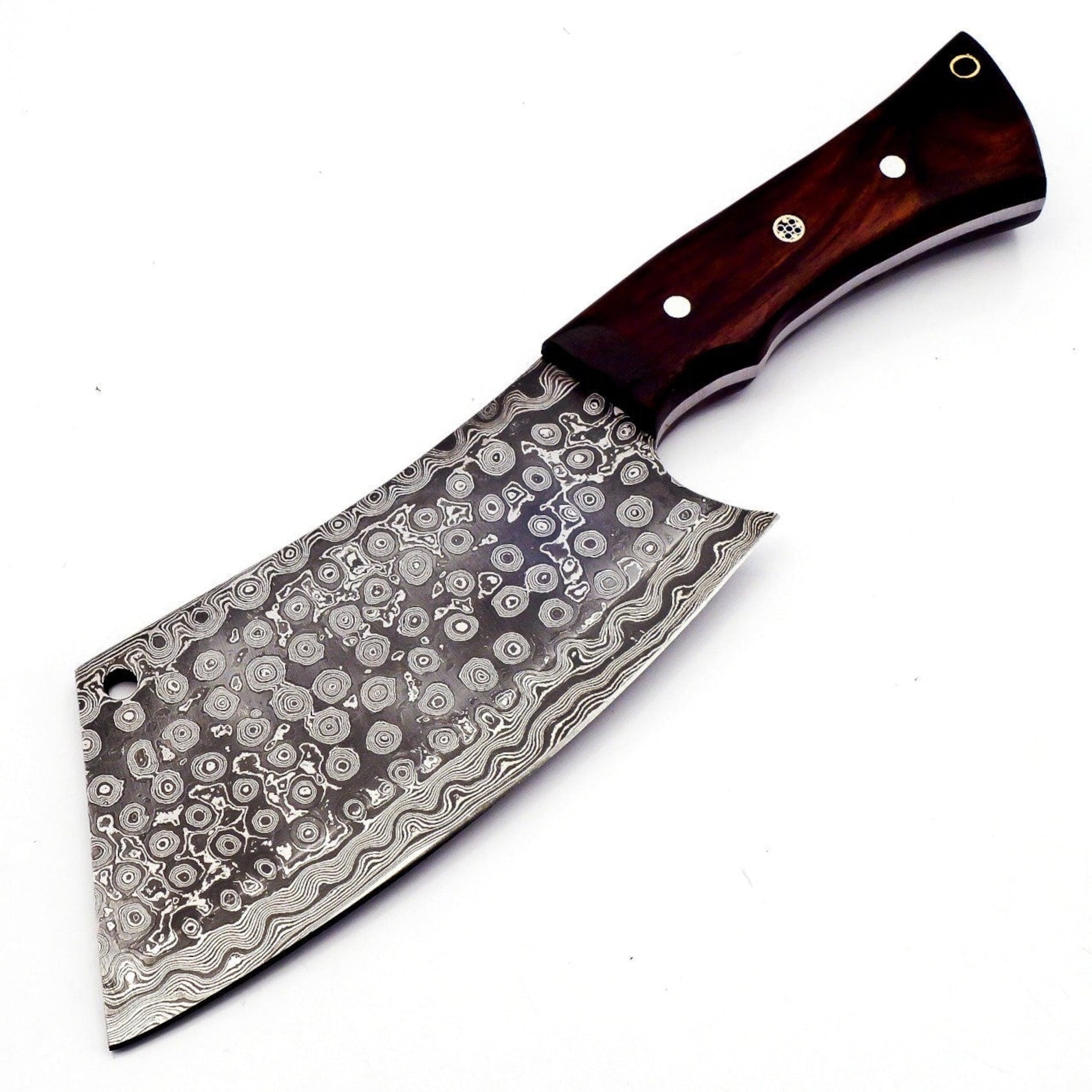 Personalized Damascus Steel Cleaver Chopper Chef Kitchen Knife Heavy Duty Damascus Handle Walnut Wood with Leather Sheath
