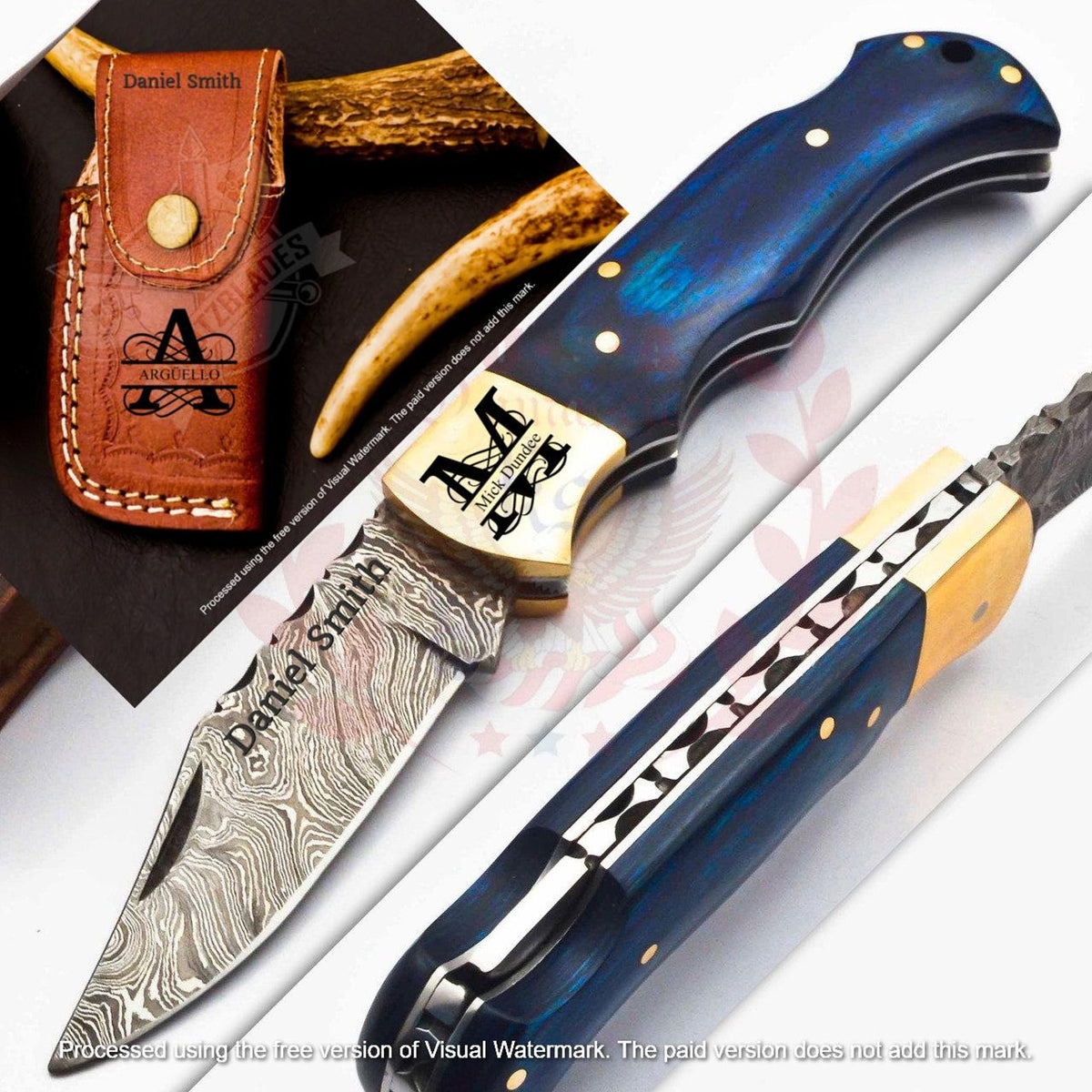 Handmade Damascus Pocket Knife Folding Knife comes with a knife sharpener, Gift For Groomsmen, Wedding Gift knife, Gift for Groom