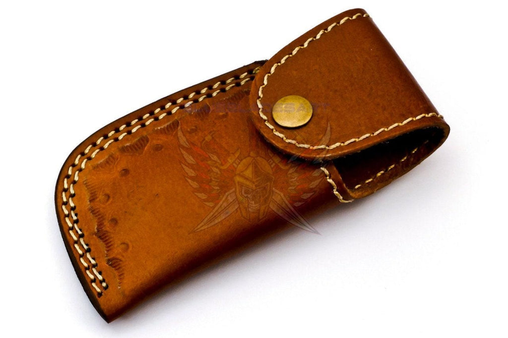 Personalized Custom Damascus Steel Folding knife Fish knife Pocket Knife Handle Makarta Sheet Best Gift with Leather Sheath