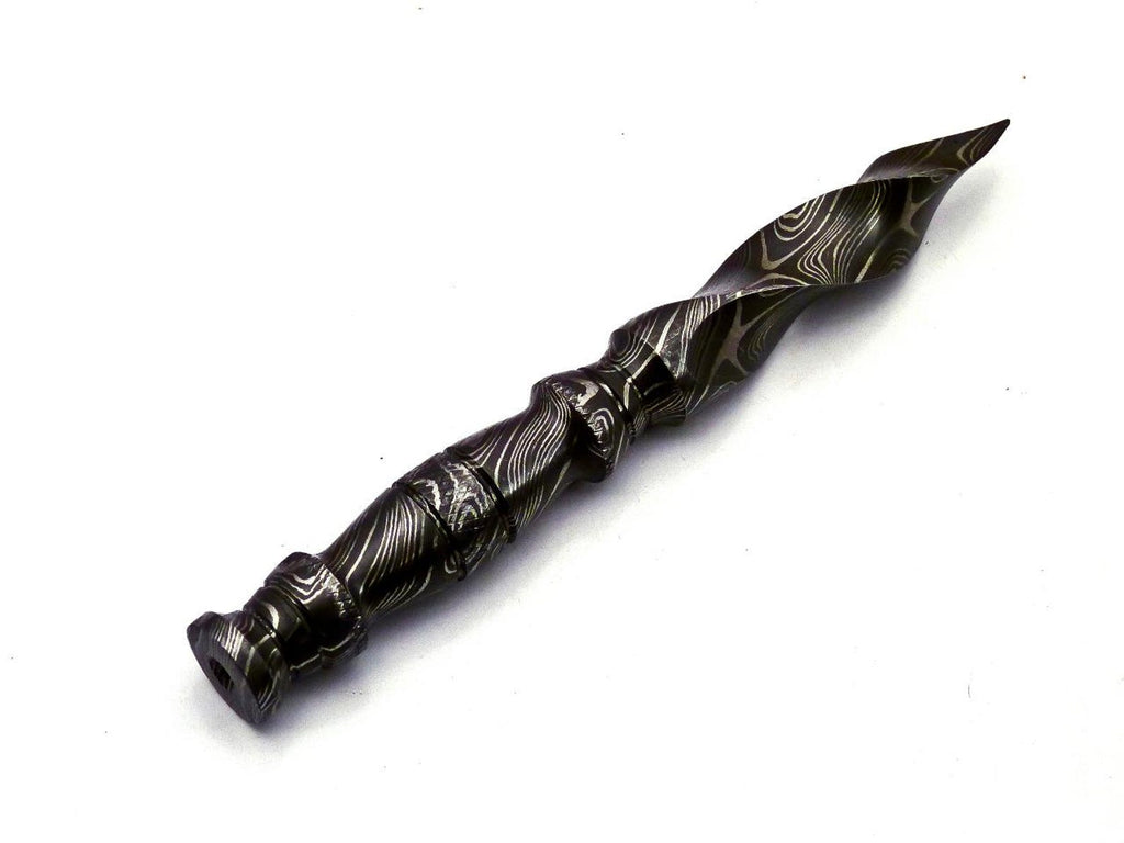 Personalized 6.5 inch Custom Forged Hunter Damascus Steel Tri Dagger Hand Forged Twisted Pattern Kris Dagger W Leather Cover