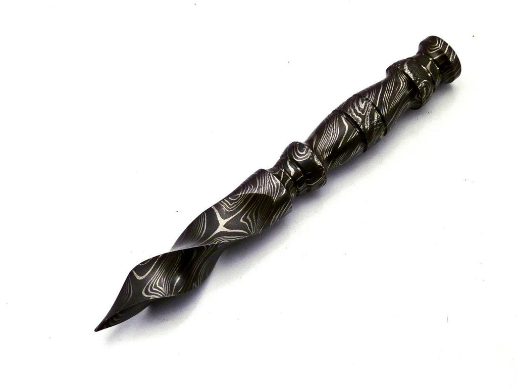 Personalized 6.5 inch Custom Forged Hunter Damascus Steel Tri Dagger Hand Forged Twisted Pattern Kris Dagger W Leather Cover