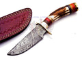 Personalized 6" Damascus Steel Hunting knife Groomsmen Gifts for Wedding, Handle Deer Antler