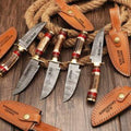 Personalized Set of Groomsmen Damascus Steel Hunting knife Handle Deer Antler