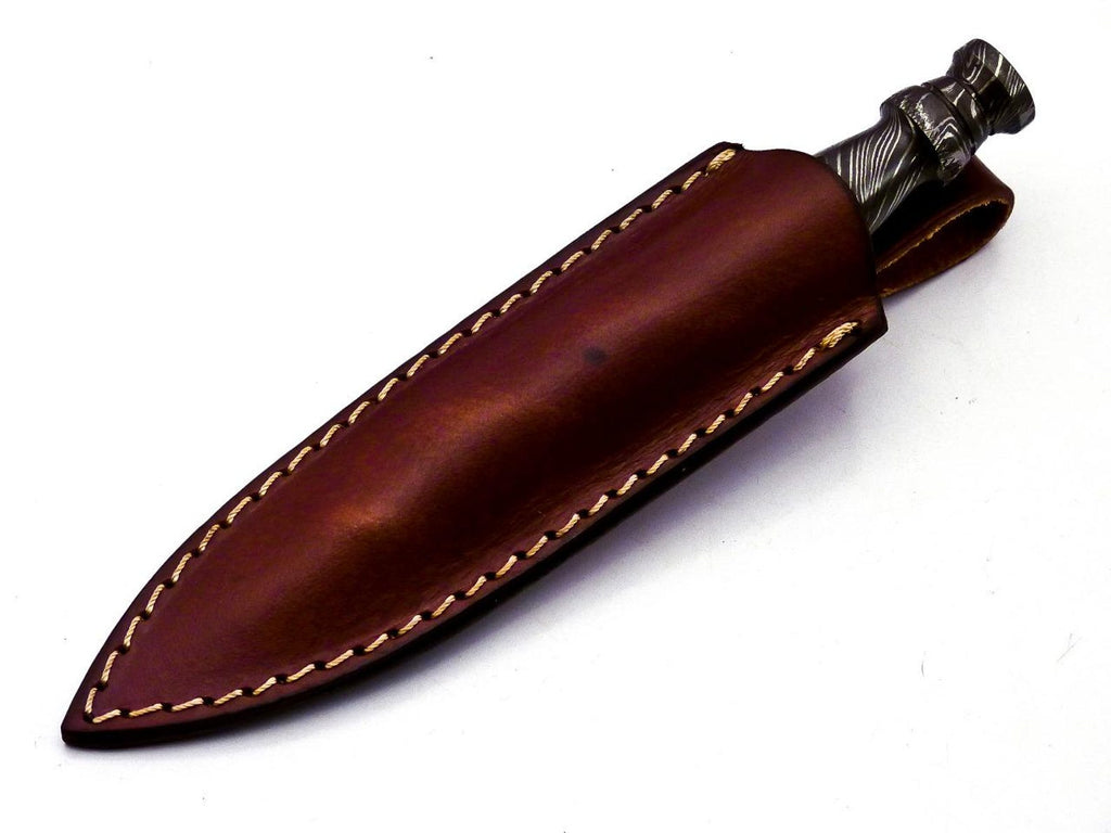 Personalized 6.5 inch Custom Forged Hunter Damascus Steel Tri Dagger Hand Forged Twisted Pattern Kris Dagger W Leather Cover