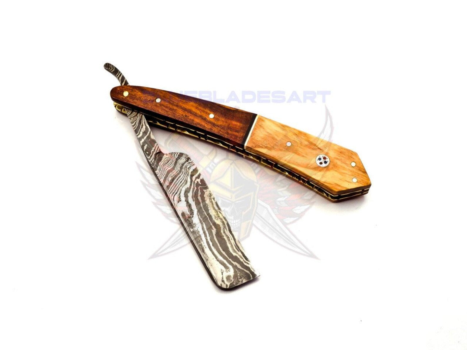 Personalized Damascus Folding Pocket Custom Blade Straight Razor very sharp with leather sheath- B-309