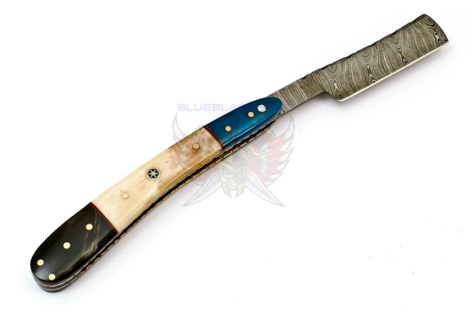 Personalized Damascus Folding Pocket Custom Blade Straight Razor very sharp with leather sheath