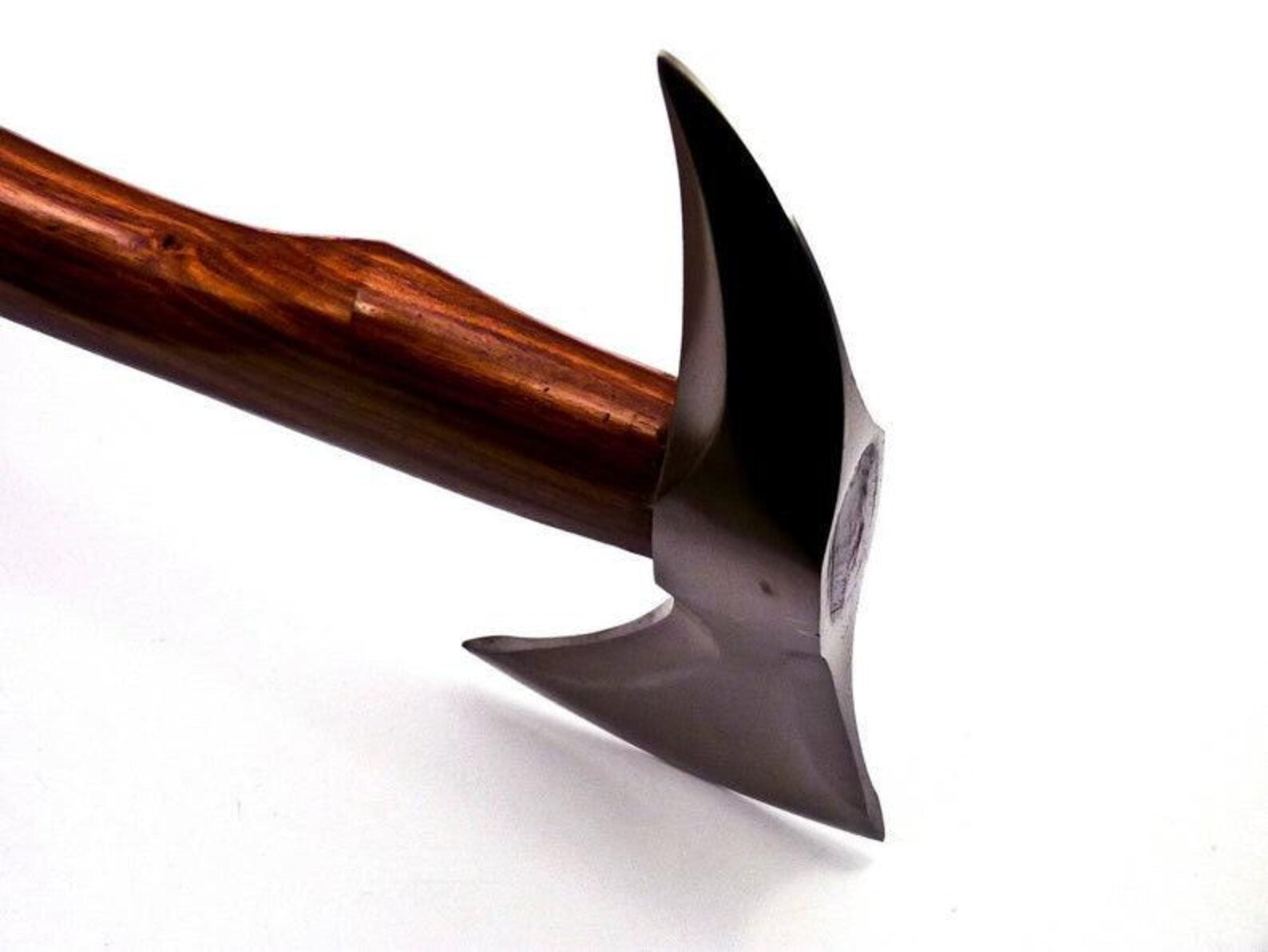 17.5" Custom Forged Carbon Steel Hunting Axe Fixed Blade with Beautiful Design on it Handle Wood With Leather Sheath